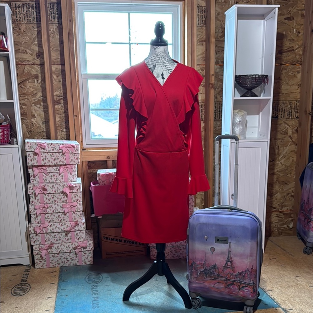 Elegant Red Ruffle Dress